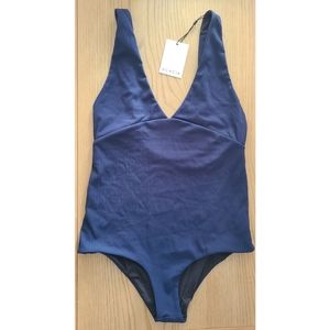 Acacia Swimwear Malta Navy Ribbed Full piece XL